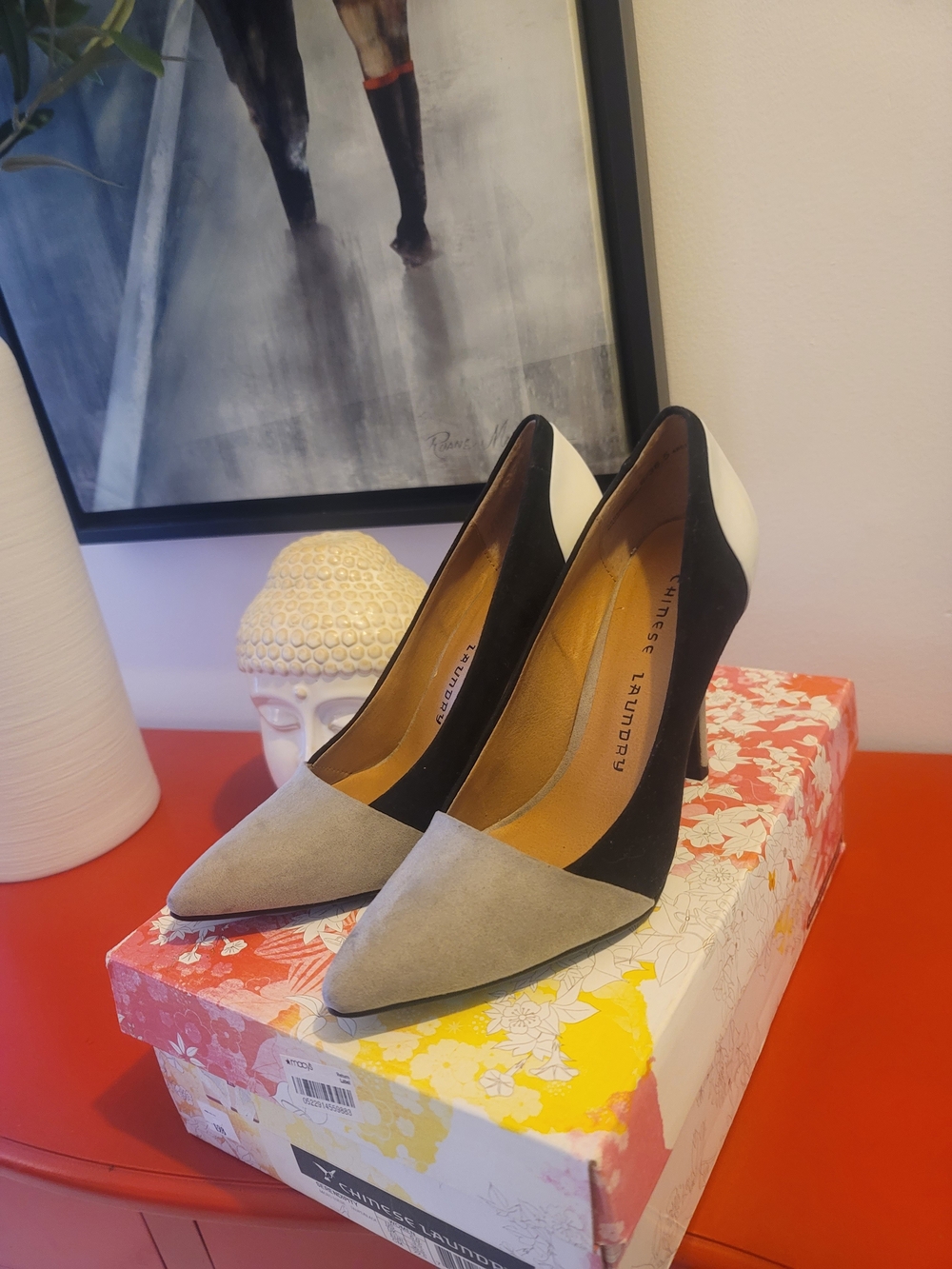 Chinese Laundry Tri-Tone Pointed Toe Pumps - Black, Gray, White